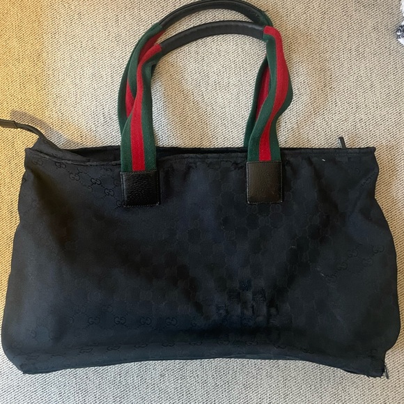 Gucci Black GG Canvas Web Large Tote - Picture 4 of 7